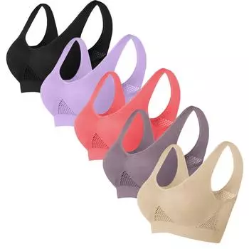 5 шт. Женский однотонный собранный вместе бюстгальтер большого размера на каждый день, нижнее белье без ободков L чёрный