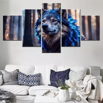 5 шт. Животные настенные искусства постер картина волк собака обои домашний декоративный рисунок печать для гостиной картина печать искусство без рамки 20x35cm*2 20x45cm*2 20x55cm*1 No Frame