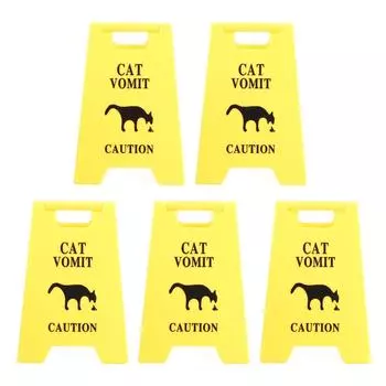 5 ШТ. Знак Кошачья рвота Смешной Долговечный Водонепроницаемый АБС-пластик Предупреждение для питомца Знак рвоты 2,64 X