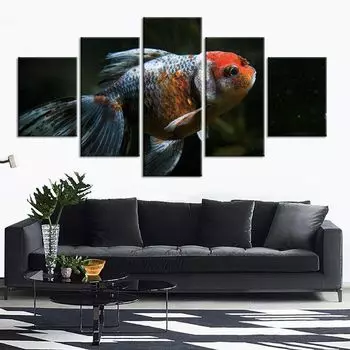 5 шт. Золотая Рыбка Аквариум Современная Холст Картина Настенное Искусство HD Печать Фотографии Картины Плакат Домашний Декор Без Рамки Декор Комнаты 20x35 20x45 20x55cm