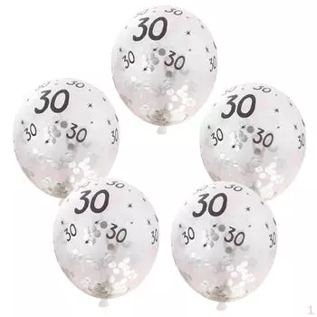5 штук 12-дюймовые серебряные бумажные воздушные шары с конфетти на годовщину свадьбы 30th
