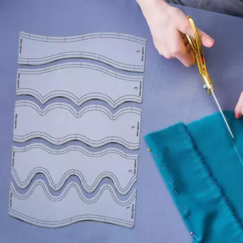 5 штук линеек с волнистым краем для квилтинга, резки, акрила, многоцелевого использования, шитья своими руками