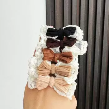 5 штук новых больших колец для волос из толстой кишки с сетчатыми кружевными оборками, миноритарный аксессуар для волос для девочек, бант для волос.
