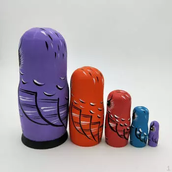 5 штук ручная роспись деревянная русская матрешка декор с рисунком совы