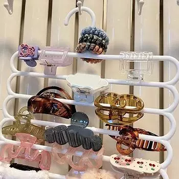 5 слоев, стойка для хранения когтей для волос, органайзер, большая емкость, утолщенный держатель для повязки на голову, настенная вешалка для волос, место для женщин зелёный