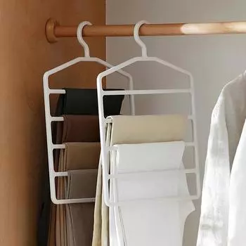 5-слойная нескользящая вешалка для брюк, многослойная многофункциональная вешалка для брюк, экономящая место в шкафу, вешалка для шарфов для хранения 1PCS белый