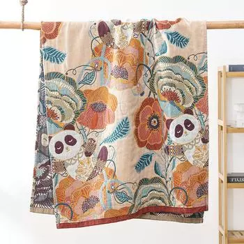1 шт. Банное полотенце с рисунком панды 80x160 см, 5-слойное хлопковое марлевое полотенце для ванной комнаты, мягкое, впитывающее воду и быстросохнущее полотенце для обертывания тела