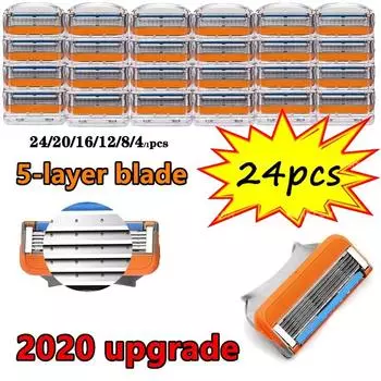 5-слойное лезвие для бритвы премиум-класса, аксессуары для бритв, сменные лезвия для бритья, комбинированные бритвы для лица 4pcs оранжевый