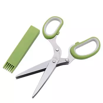 5-слойные ножницы из нержавеющей стали с зеленым луком, зеленый, белый цвет, PP + TPR, удобная ручка, кухонные ножницы, домашние ручные инструменты