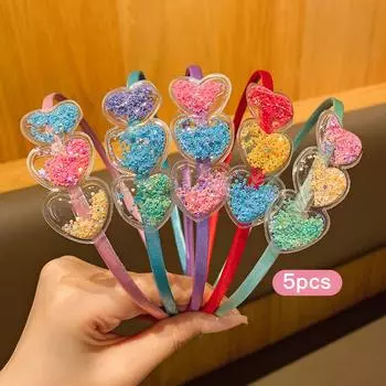 5 случайных цветов обручи для дивана-потока в форме сердца со сладкими и милыми аксессуарами для волос, подходящие для ежедневного использования