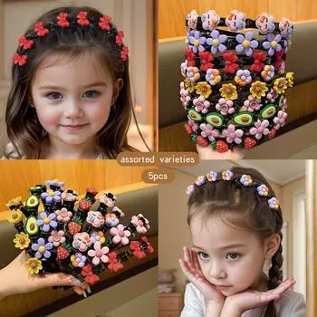 5 случайных милых мультяшных заколок для волос для девочек с прическами с плетеной повязкой