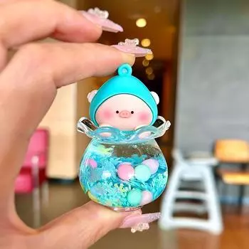 5 случайных светящихся снежинок персикового цвета, смоченных в зыбучем песке, украшения для бутылок, акриловые брелки, подвески, аксессуары