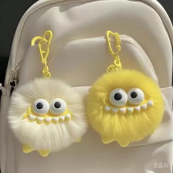 5 см 1 шт. милый искусственный мех кролика выдры маленький угольный шарик автомобильный брелок подвеска Ins плюшевый шарик кукла книга сумка подвесное украшение