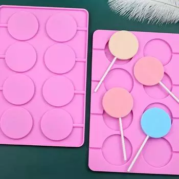 5 см большие круглые силиконовые формы для леденцов, шоколадные конфеты, помадка, сахарные леденцы, торт, печенье, форма для выпечки, 8 отверстий с палочками