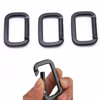 5 см карабин прямоугольной формы, сплав, пряжка для восхождения, брелок для ключей, практичный брелок для ключей, безопасные застежки, безопасная пряжка, карабин для кемпинга чёрный