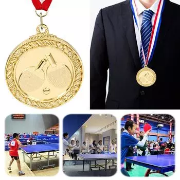 5 см медаль для пинг-понга, медали для настольного тенниса с шейной лентой, золотая/серебряная/бронзовая медаль для соревнований, вечерние гонки Gold