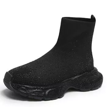 5 см Высокий уровень внешнего вида хромая круглая головка модные блестящие удобные нескользящие дышащие износостойкие женские носки ботильоны 35 чёрный