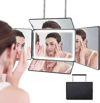 5-стороннее зеркало для самостоятельной стрижки, косметическое зеркало на 360 градусов для плетения кос, парикмахерское зеркало со светодиодной подсветкой