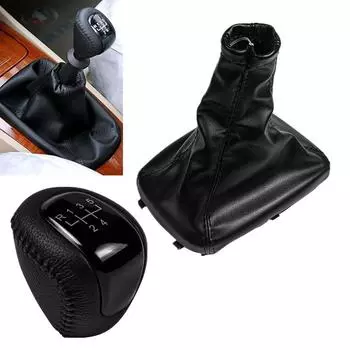 5-ступенчатая кожаная ручка переключения передач, воротник рычага переключения передач, чехол для багажника Buick Excelle 2008-2012 чёрный