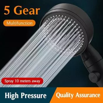 5-ступенчатая насадка для душа высокого давления с кнопкой остановки, многофункциональная силиконовая насадка для душа, ручная насадка для душа shower head чёрный