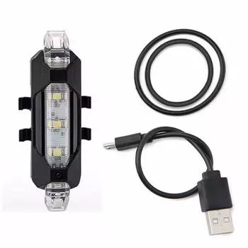 5 светодиодный перезаряжаемый велосипедный фонарь задний USB предупреждающий свет белый