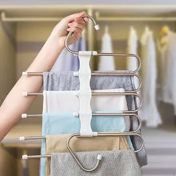 5-ти уровневая вешалка для брюк Джинсовый органайзер для брюк в шкафу для галстуков белый