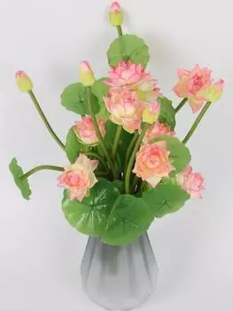 5 упаковок, 3 головки/связка, букет из искусственных цветов лотоса с листьями, лотос для дома, свадьбы, вечеринки, украшения для гостиной, двора фиолетовый