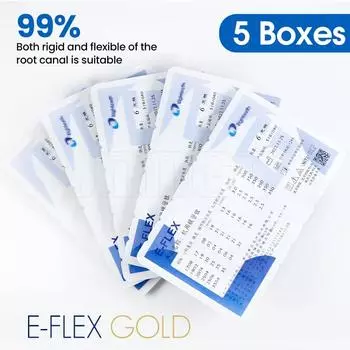 (5 упаковок) E-FLEX GOLD NiTi файлы с переменным шагом. Безопасный нережущий наконечник. Эффективные инструменты для подготовки корневых каналов. Изогнутые каналы. CHINA