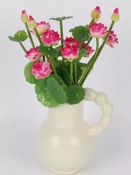 5 упаковок настоящих искусственных цветов лотоса, букет из 3 головок/связки с листьями для украшения свадебных домов, вечеринок, гостиных, отелей белый