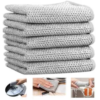 5 упаковок универсальных проволочных тряпок для мытья посуды для влажной и сухой чистки, нецарапающихся подушечек, салфеток для мытья посуды из металлической проволоки премиум-класса, чистящих средств