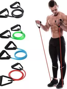 5 уровней эспандеры с ручками для йоги, эластичная веревка для упражнений, трубка для упражнений для домашних тренировок, силовые тренировки жёлтый