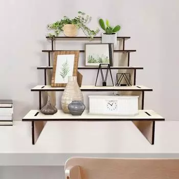 5-уровневая деревянная стойка для демонстрации товаров Настольная многоуровневая стойка для хранения Многоуровневая стойка для демонстрации товаров для растений Коллекционные предметы для кексов Фермерские рынки