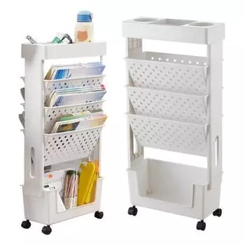 5-уровневая мобильная книжная полка с колесиками, книжные полки на колесиках, тележка для книг, тележка для документов, организация хранения в домашнем офисе