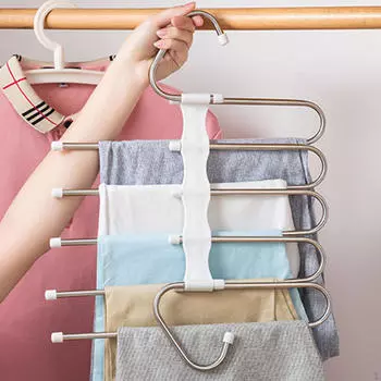 5-уровневая вешалка для брюк, органайзер для хранения одежды, универсальные компактные джинсы белый