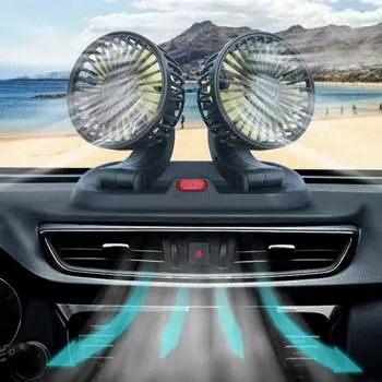 5 В 12 В 24 В Автомобильный вентилятор Охлаждающий автомобильный вентилятор с двойной головкой Usb Автомобильный вентилятор 2 скорости Регулируемый автоматический охладитель Воздушный вентилятор Автомобильные аксессуары Регулирование ветра