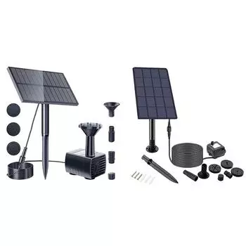 5 В 1,5 Вт/2,5 Вт Солнечный водный фонтан с насадками Черный 160 л/ч/200 л/ч для поилки для птиц 2.5W
