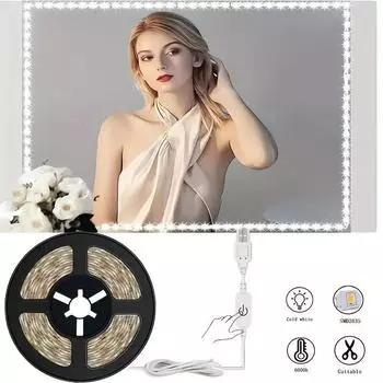 5 В 2835 USB светодиодная лента с сенсорным датчиком, регулируемая яркость, гибкая светодиодная лента для зеркального шкафа, декоративного освещения лестницы 1M белый