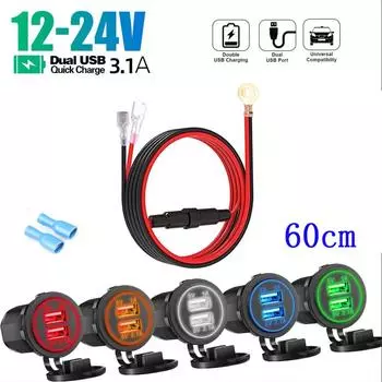 5 В 3,1 А 12 В двойной USB автомобильный зарядное устройство со светодиодной панелью водонепроницаемый адаптер питания розетка для транспортного средства лодки грузовика мотоцикла