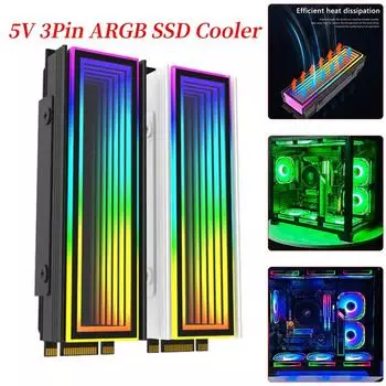 5 В 3-контактный ARGB AURA Sync NVME M2 2280 твердотельный накопитель радиатор M.2 SSD жесткий диск радиатор охладитель алюминиевый радиатор охлаждающий жилет белый
