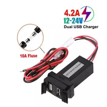 5 В 4,2 А для Mitsubishi Dual USB автомобильное зарядное устройство для телефона USB-разъем выходной адаптер питания приборная панель разъем автомобильная модификация 12 В 24 В CHINA
