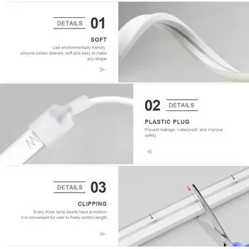 5 В неоновая гибкая светодиодная лента USB светодиодная лента подсветка домашний декор неоновая светодиодная подсветка с деревянным проникающим сенсорным переключателем 1m белый