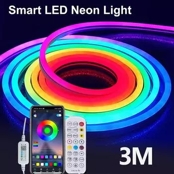 5 В RGB неоновая светодиодная лента водонепроницаемая гибкая USB неоновая лента с Bluetooth приложением и пультом дистанционного управления для подсветки телевизора DIY игровой декор 3M разноцветный