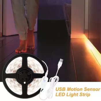 5 В USB PIR лента светодиодный датчик движения световая лента светодиодный кухонный шкаф 0,5 м 1 м 2 м 3 м 4 м 5 м водонепроницаемый Tira 2835 лестница лампа для гардероба 0.5m белый