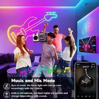 5 В USB RGB неоновая светодиодная лента водонепроницаемая светодиодная неоновая лента синхронизация музыки с приложением Bluetooth дистанционное управление для домашнего декора освещение 1m