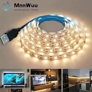 5 В USB светодиодная лента теплая/белая гибкая лампа рождественские украшения для подсветки телевизора освещение «сделай сам» спальни, шкафы, кухни 0.5M IP33 белый