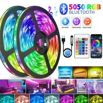 5 В Usb светодиодные лампы для комнаты 5050 RGB светодиодная лента 5 10 метров диодная лента игровое украшение ледяная гирлянда бар освещение клейкая светодиодная лента None Waterproof&1m