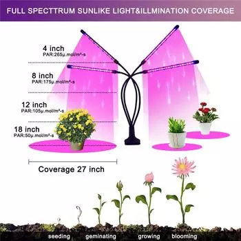 5 В USB светодиодный светильник для выращивания растений, гидропонная лампа полного спектра, светодиодный светильник для комнатных растений, теплица, овощной светильник для выращивания цветов 1 Head чёрный