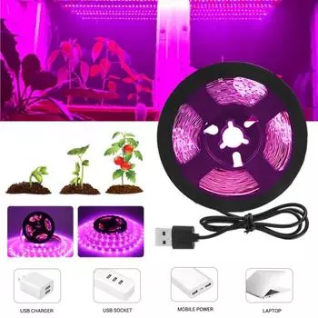 5 В USB светодиодный светильник для выращивания растений 2 м 3 м полный спектр гидропоники лампы для выращивания SMD фитолента для семян цветов теплицы гидропоники