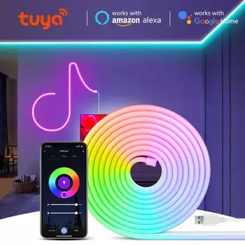 5 В USB Tuya Smart WiFi светодиодная лента для игровой комнаты Ruban RGB неоновая светодиодная лента работает с Alexa/Google Home для освещения домашнего декора 1M-USB