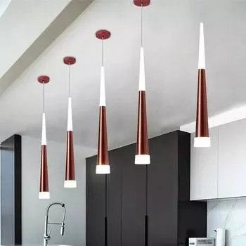 5 Вт конусный светодиодный подвесной светильник с длинной трубкой из алюминия и акрила для кухонного острова, столовой, подвесной светильник для магазина, барной стойки, подвесные светильники Warm White 3000K